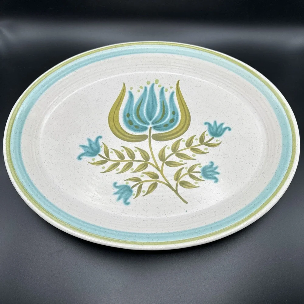 Vintage 60s 70s Franciscan Tulip Time Serving Platter Plate Earthenware Oval MCM